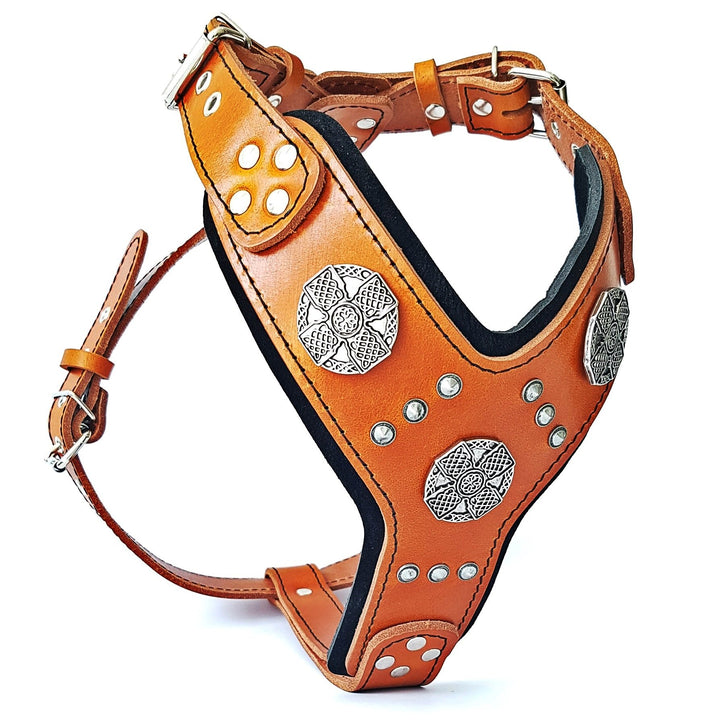 Bestia |Maximus| Leder Brustgeschirr für grosse Hunde. Bis 145 cm Brustumfang. 100% Leder. Handgefer