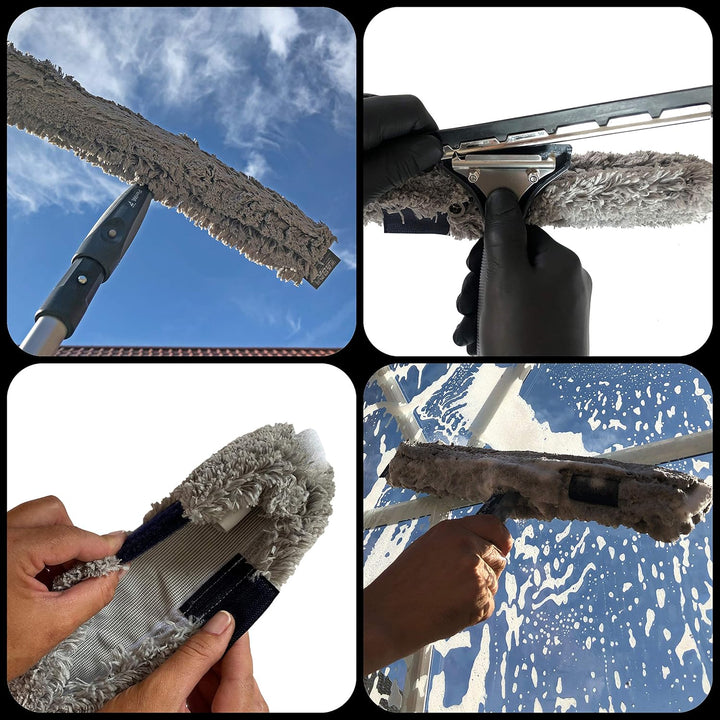 FenWi Profi Kombi Fensterwischer 35/40cm mit Fensterabzieher &amp; Einwascher Microfaser-Wischbezug und