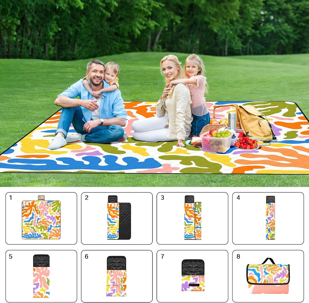 Picknickdecke wasserdicht sandfrei,200x200 cm Stranddecke waschbare Faltbare Strandmatte,extra gross