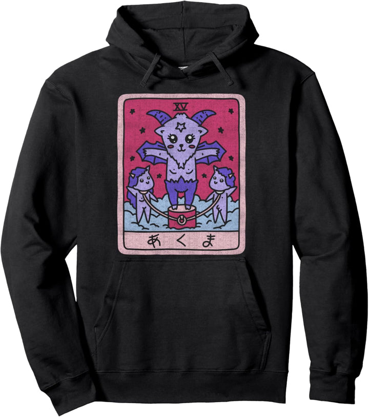 Kawaii Pastel Goth Tarot Baphomet Cute Satanic Witch Pullover Hoodie