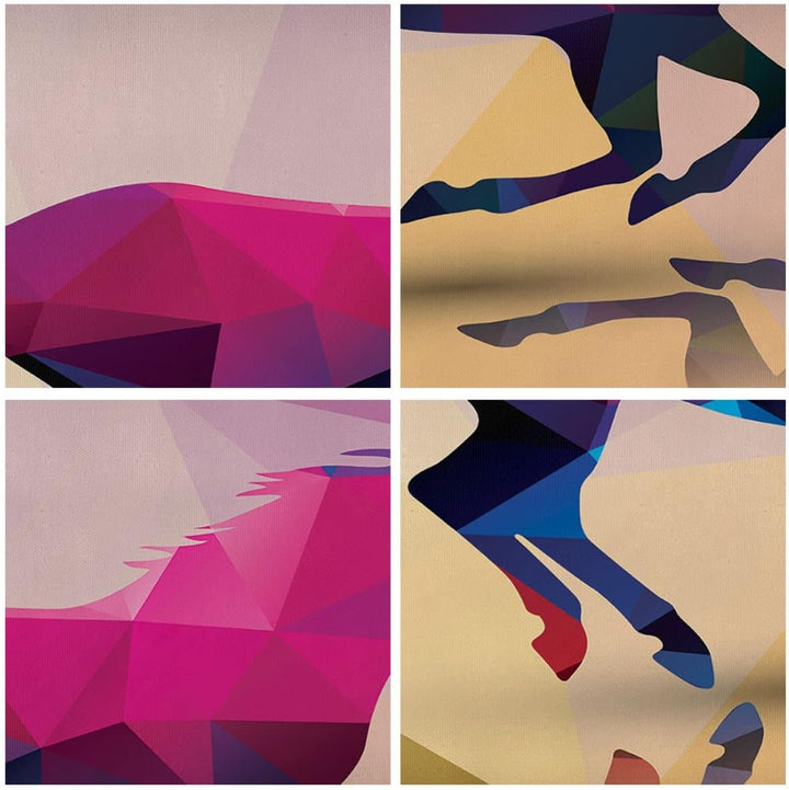 Bilder auf Leinwand Pferd Tiere Geometrie Diamant Leinwandbild 70x50cm Wandbilder Dekoration Wohnzim
