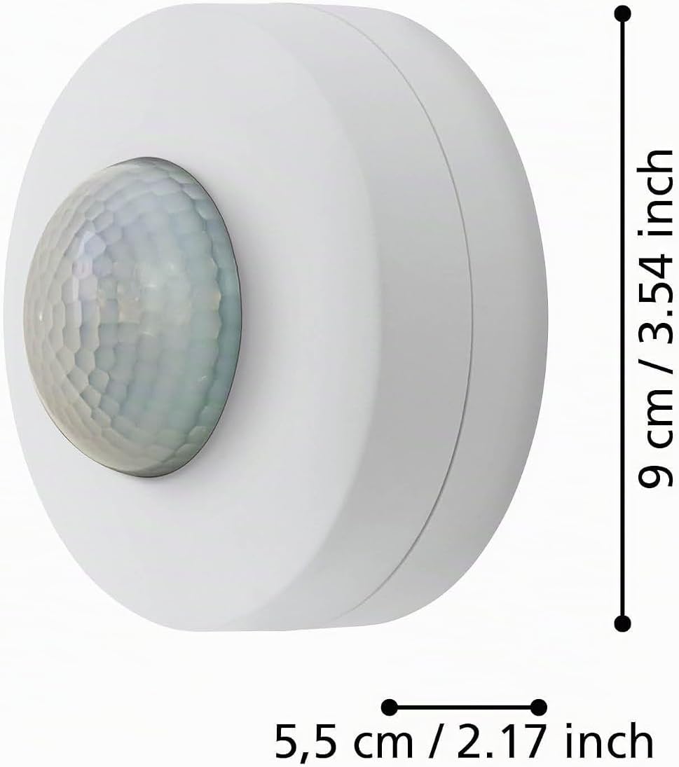 EGLO Bewegungsmelder Detect me 6, Bewegungssensor aus Kunststoff, Farbe: Weiss, IP44 Ø 90 mm, Ø 90 m