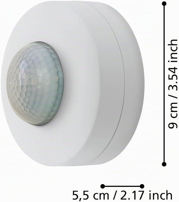 EGLO Bewegungsmelder Detect me 6, Bewegungssensor aus Kunststoff, Farbe: Weiss, IP44 Ø 90 mm, Ø 90 m