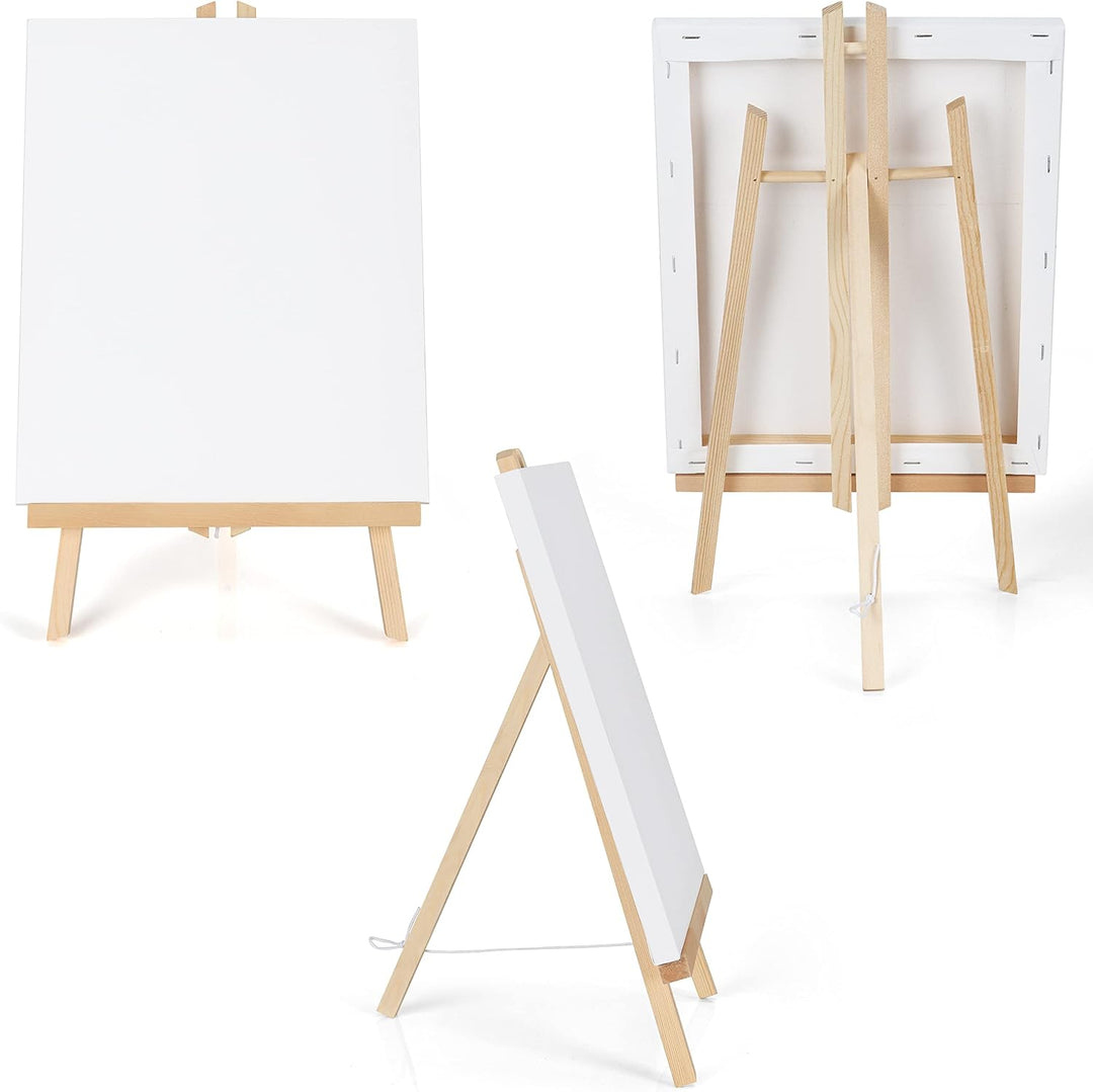 Belle Vous 4 Stk Kleine Staffelei Holz Tisch mit Leinwand Set - B21,5 x H37 cm Tischstaffelei Klein