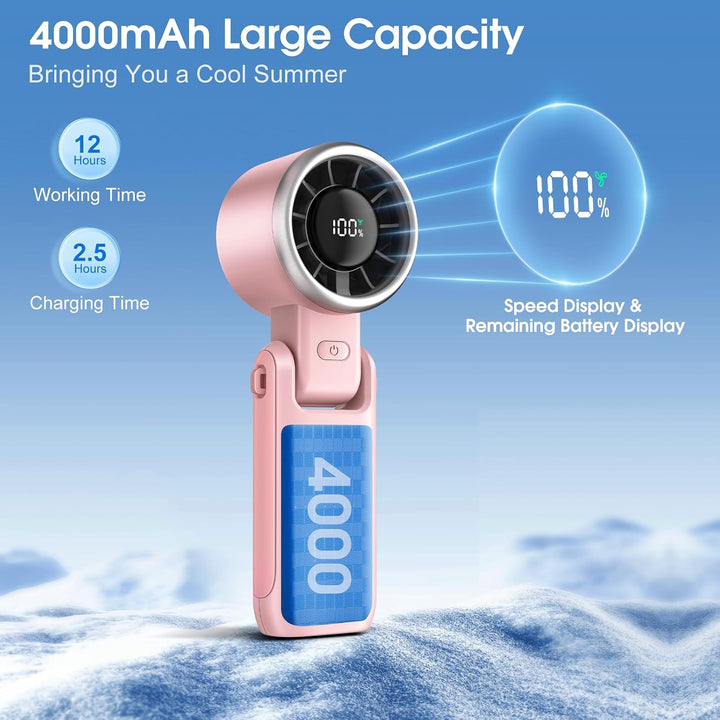 WHATOOK Mini Handventilator：3-in-1 Handventilator Rosa Pink, Pink