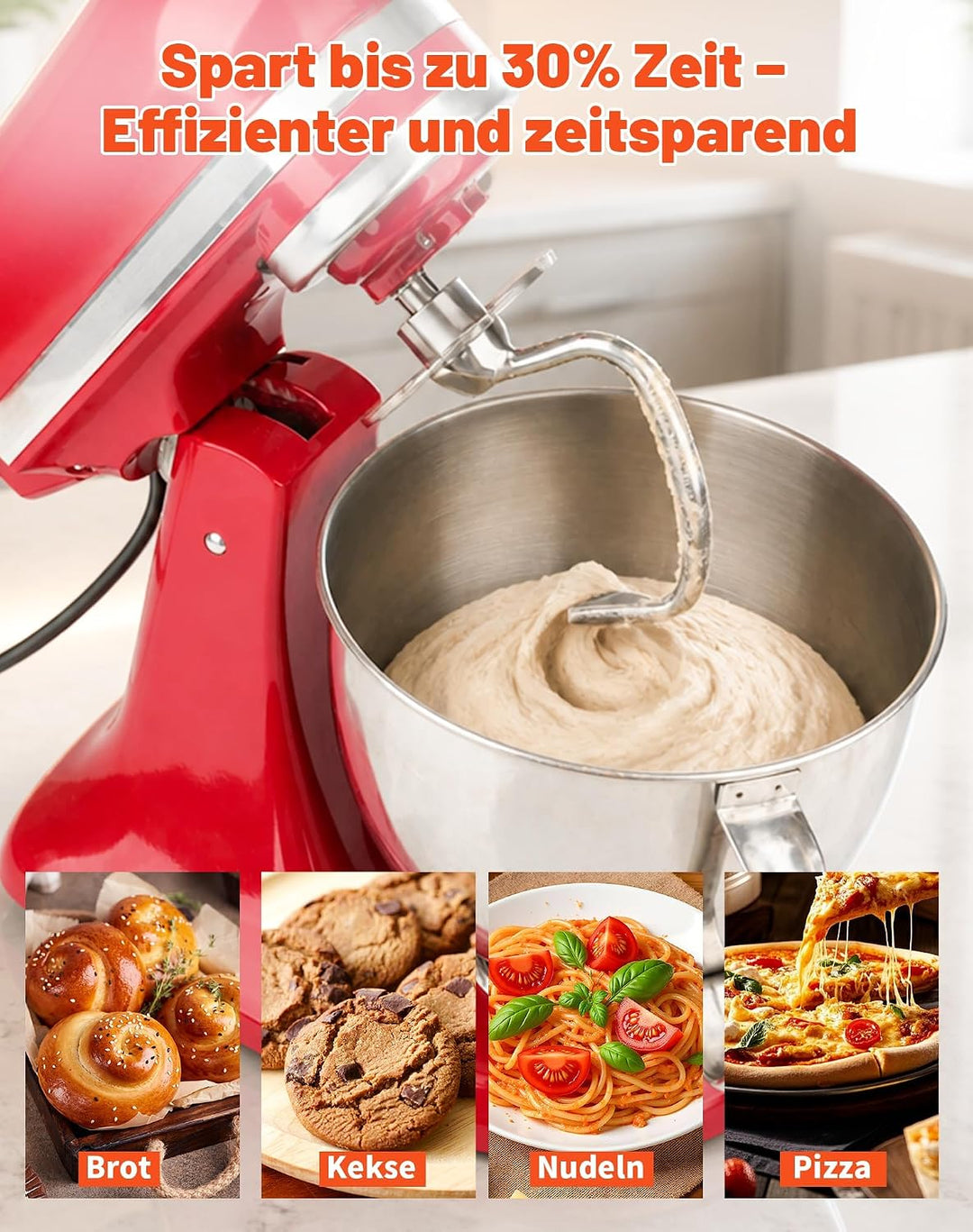 Knethaken Edelstahl für KitchenAid 4.5–5QT Standmixer K45DH Rührhaken
