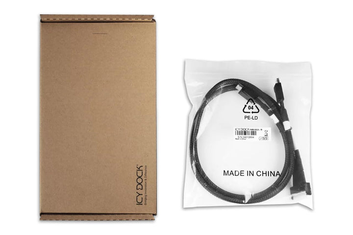 ICY DOCK MB302L-B Datenkabel - 1x MCIO SFF-TA-1016 8i zu 2x OCuLink SFF-8611 4i Länge 50cm 1x MCIO 8