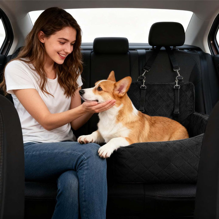 Hunde-Autositz bis zu 15,9 kg für mittelgrosse Hunde mit Aufbewahrungstasche, vollständig abnehmbar