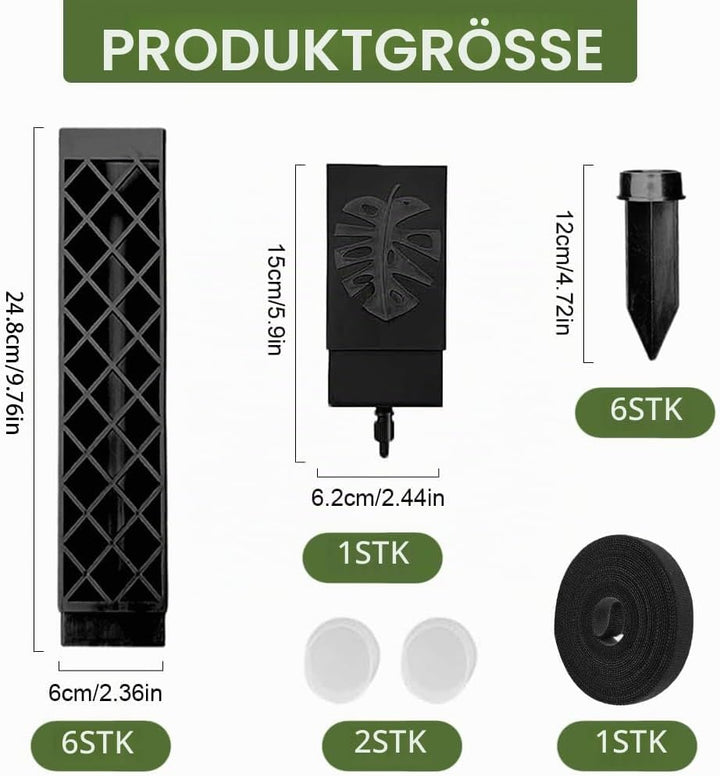 6pcs Moosstab für Monstera Rankhilfe, Selbstbewässerung Moosstab,mit Giesshilfe und Kabelbinder, Pfl