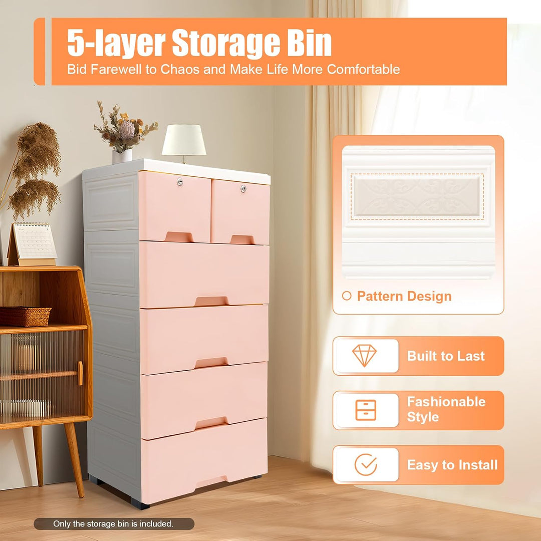 Rollcontainer, Kunststoff Möbel Schubladenregal, 6 Schubladen Kommode, Schubladenturm mit 4 Räder, B