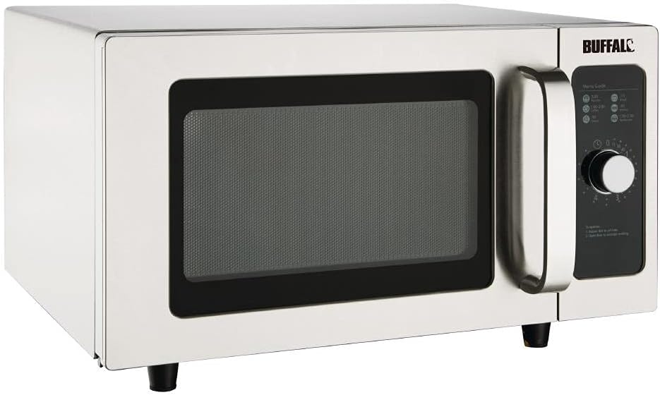 Buffalo 1000W Gewerbliche Mikrowelle 25 Liter, Edelstahl, 13A, manueller Drehregler, für den profess