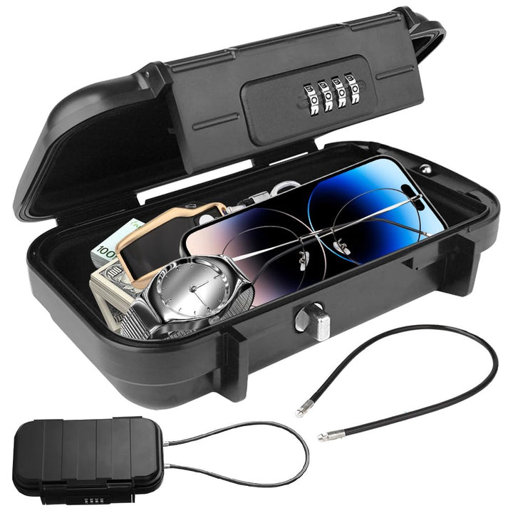 Tragbarer Safe Tresor für Zuhause &amp; Strandtresor Wasserdicht – Abschliessbare Box mit Zahlenschloss,