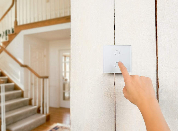 Luminea Home Control Touch Lichtschalter: 2er-Set Touch-Doppel-Lichttaster, komp. zu Alexa &amp; Google