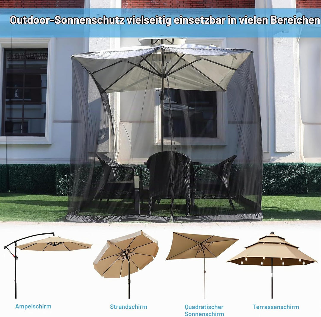LALAGO Moskitonetz für Sonnenschirme, 335 * 240 cm Schirmmückennetz Terrassenschirm-Netz, A