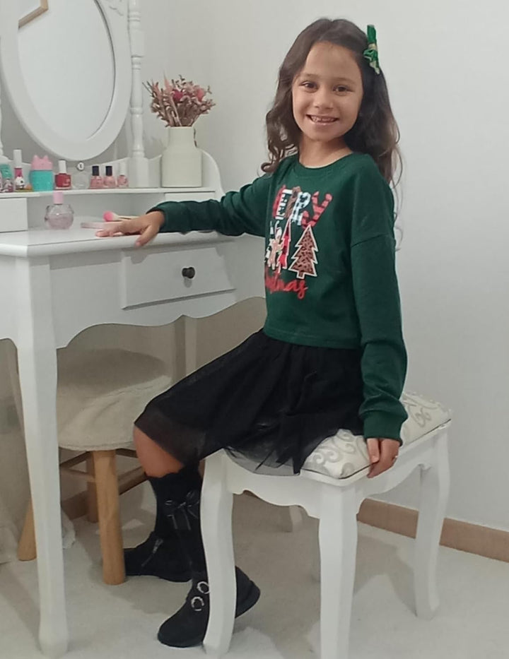 Arshiner Mädchen 5–12 Jahre Langarmshirt Crop Tops Kinder Baumwolle Pullover Sweatshirts mit Rundhal