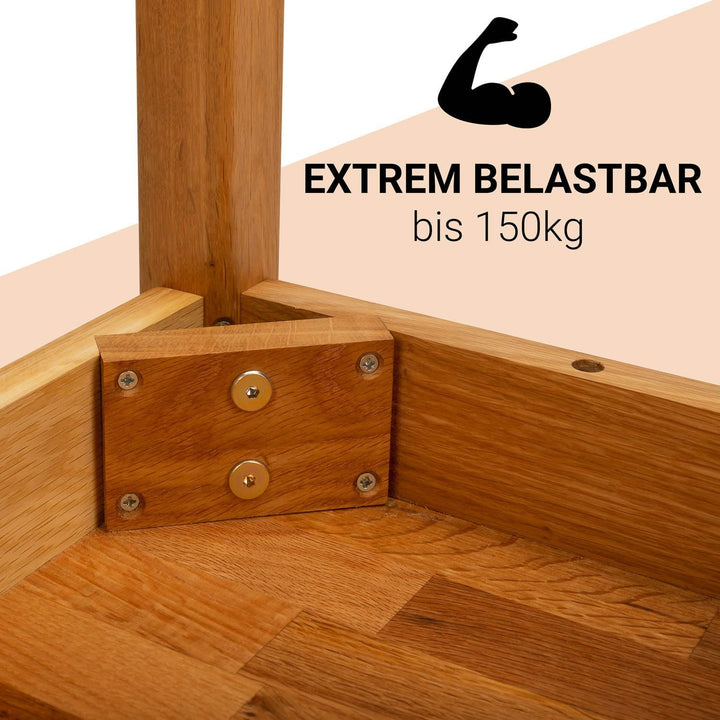 Staboos Eiche Sitzhocker Holz - Massiv Holzhocker bis 150 kg - Eiche Holz Hocker Doc ohne Eingriff -