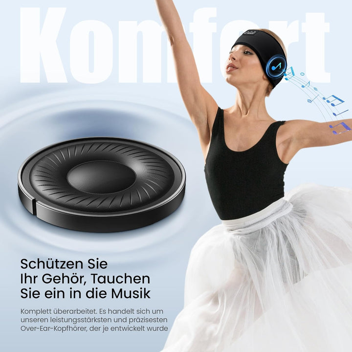 LC-dolida Schlafkopfhörer Bluetooth Stirnband Kopfhörer, Ultraweiche Bambus-Baumwoll Schlafkopfhörer