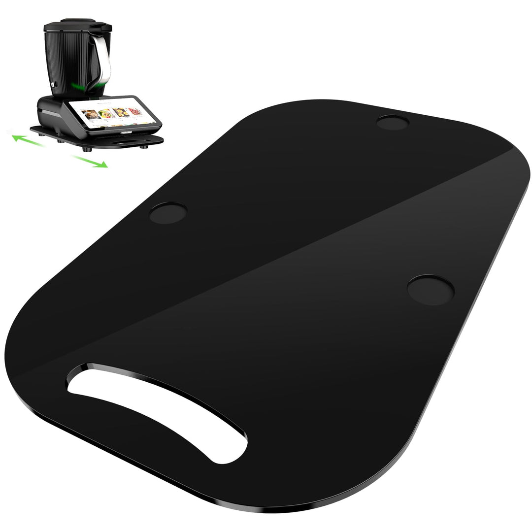Gleitbrett für Thermomix TM7 mit 360° Gleitrollen Glattem Teflon, Schwarz