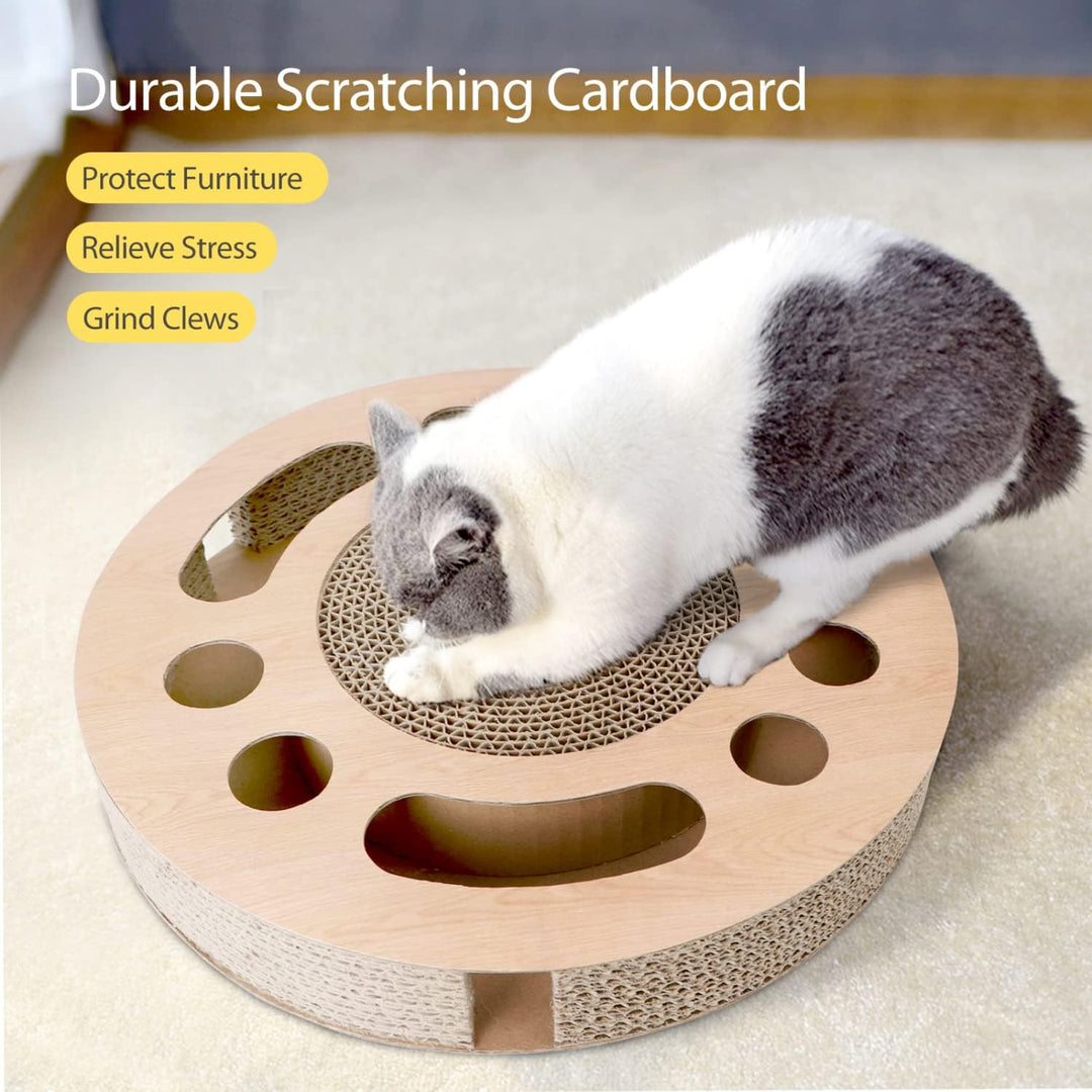 Nobleza 2 x Katzen kratzbrett mit Minze，Katzenspielzeug Interaktives mit 2 Klingelballs，3 in 1 Wellp