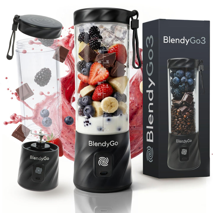 BlendyGo 3® Mixer Smoothie Maker, Smoothie Mixer Klein, Mini Portable Blender, Tragbarer Mixer USB,