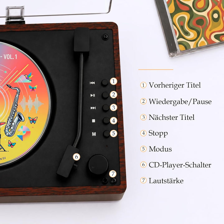 Heritage CD Player mit Bluetooth Lautsprecher