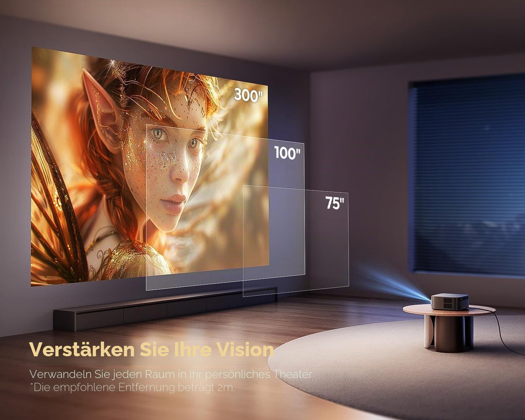 Smart Beamer 4K【1200 ANSI/Google TV】 Netflix Official, Autofokus Trapezkorrektur Beamer WiFi6 Blueto