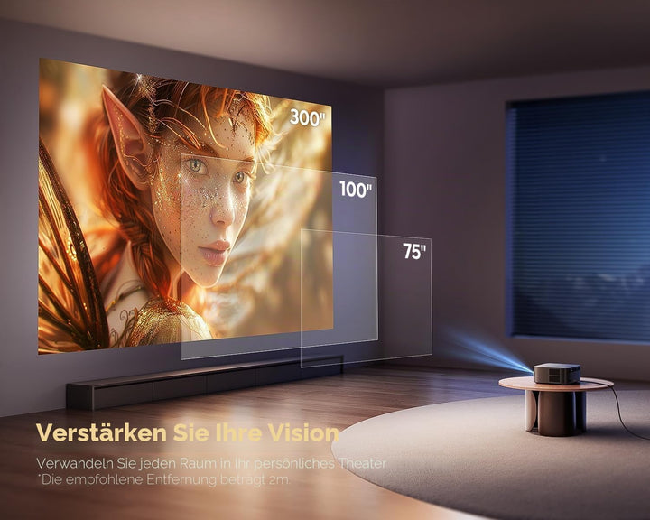 Smart Beamer 4K【1200 ANSI/Google TV】 Netflix Official, Autofokus Trapezkorrektur Beamer WiFi6 Blueto