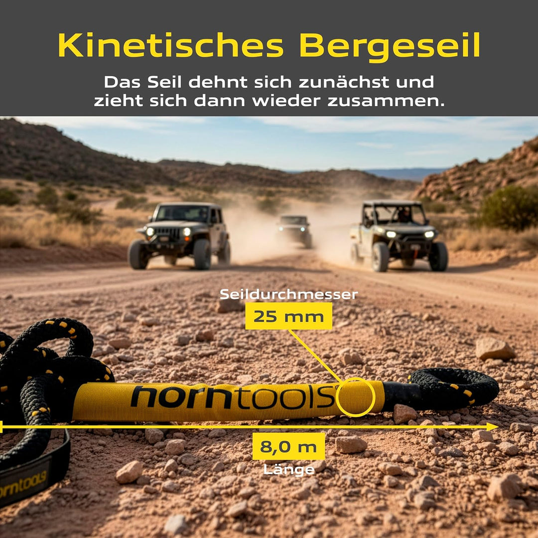 horntools Bergeseil kinetisch 24mm x 6,5m 12,7to schwarz