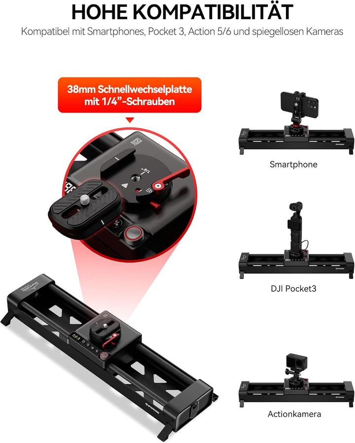 iFootage Shark Slider PICO, motorisierter Kameraschieber mit 360° Schwenkdrehung, DJI Pocket 3/4 &amp; A