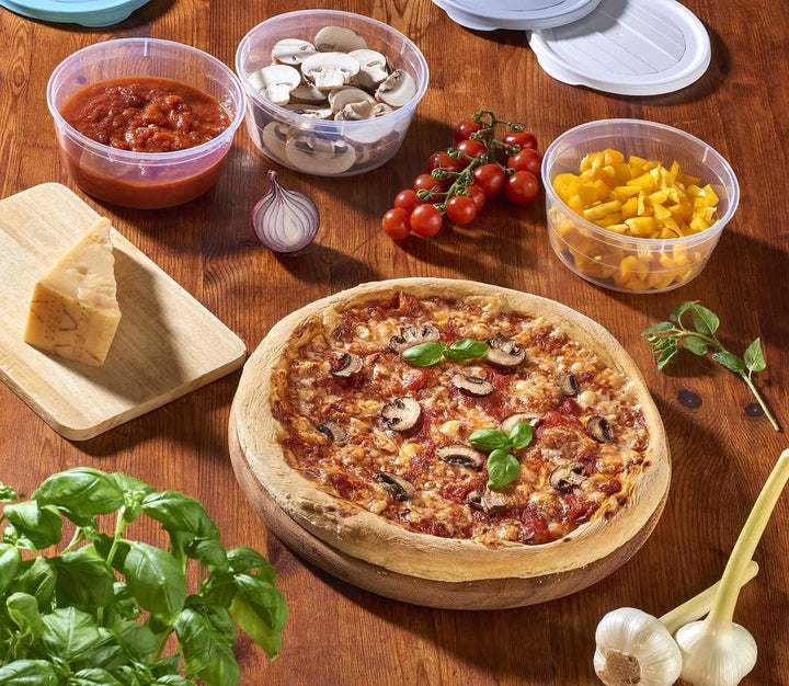 Pizzaballenbox Piccolo 10er Set – Gärboxen mit Deckel – lebensmittelechte Mealprepbox für Pizzateigb