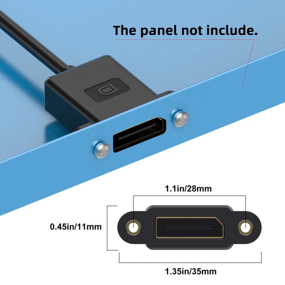 CY Cable Ultrafein nach unten abgewinkeltes DisplayPort 1.4 DP-Verlängerungskabel, Stecker auf Buchs