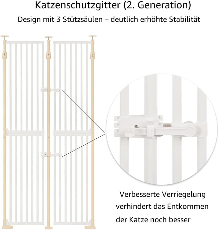 unipaws 190 cm hohes extra hohes Katzenschutzgitter, zweite Generation, stabiles Erhöhung, 89 cm - 9