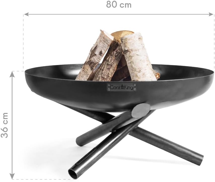 CookKing Feuerschale Indiana Stahl Schwarz 80x80x40 cm Feuerplatz Garten