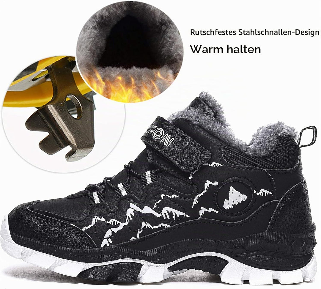 Kinder Winterschuhe Warm Gefütterte Winterboots Jungen Mädchen Trekkingschuhe Schneestiefel Baumwoll