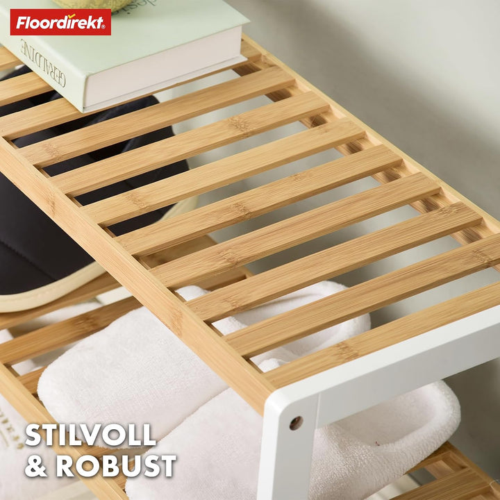 Floordirekt Schuhregal aus Bambus, schmales und platzsparendes Schuhregal, Schuhorganizer mit 3 Abla
