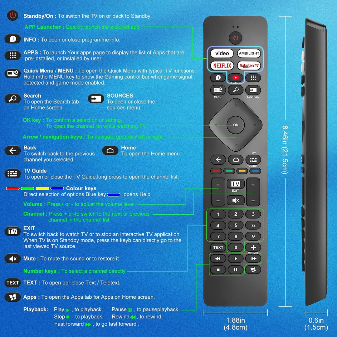 für Fernbedienung-Philips-Fernseher, Universal für Alle Philips Fernbedienung Smart TV, mit Ambiligh