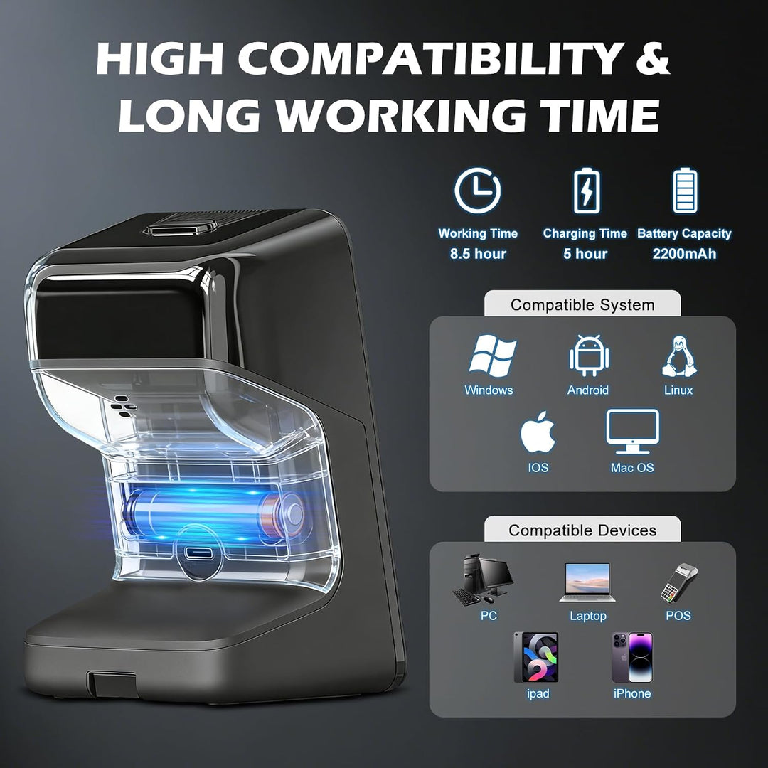OBZ 1D 2D Desktop Barcode Scanner Kabellos Omnidirektional Handsfree