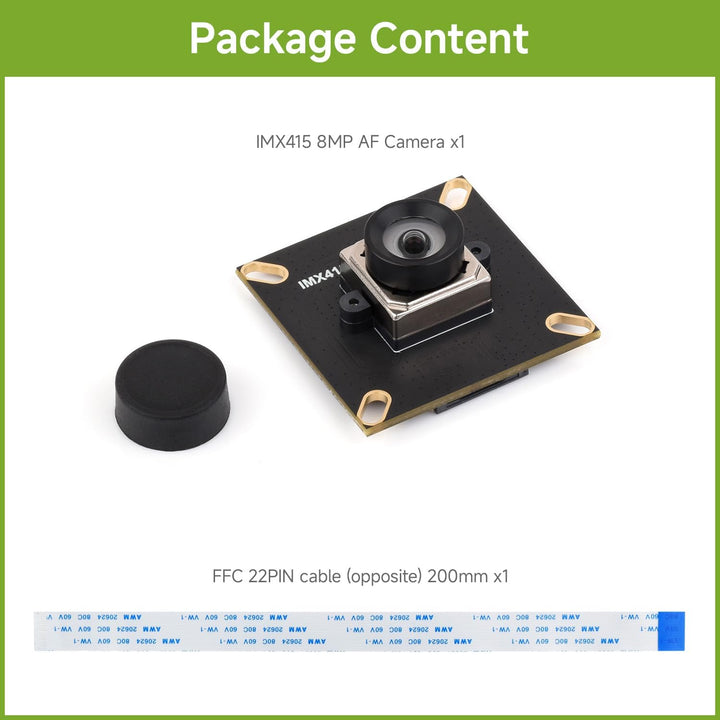 Waveshare IMX415 8MP MIPI Camera Module, Autofocus, 95.5° D-FOV, Distortion-Free, Supports Raspberry