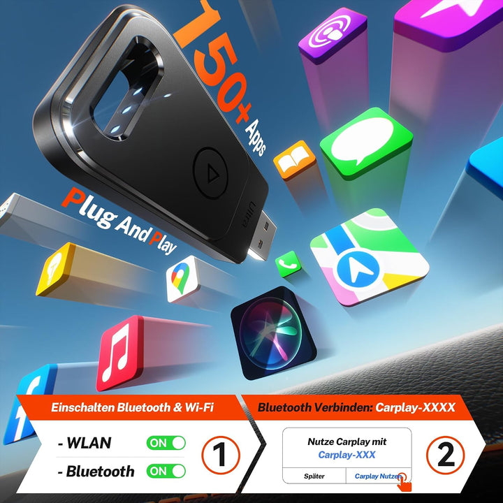 für Apple Carplay Wireless Adapter, Autoverbindung, Keine Latenz, Plug&amp;Play, Wireless Carplay Adapte