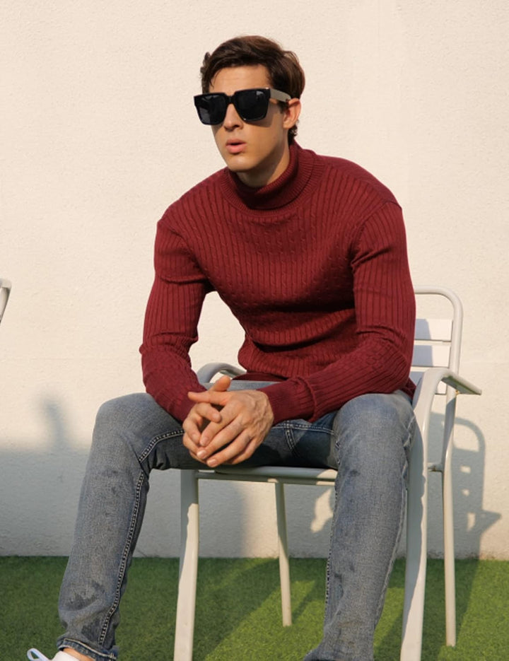 AIDEAONE Rollkragenpullover Herren Stehkragenpullover Winter Pullover Rollkragenstrickpullover Rollk