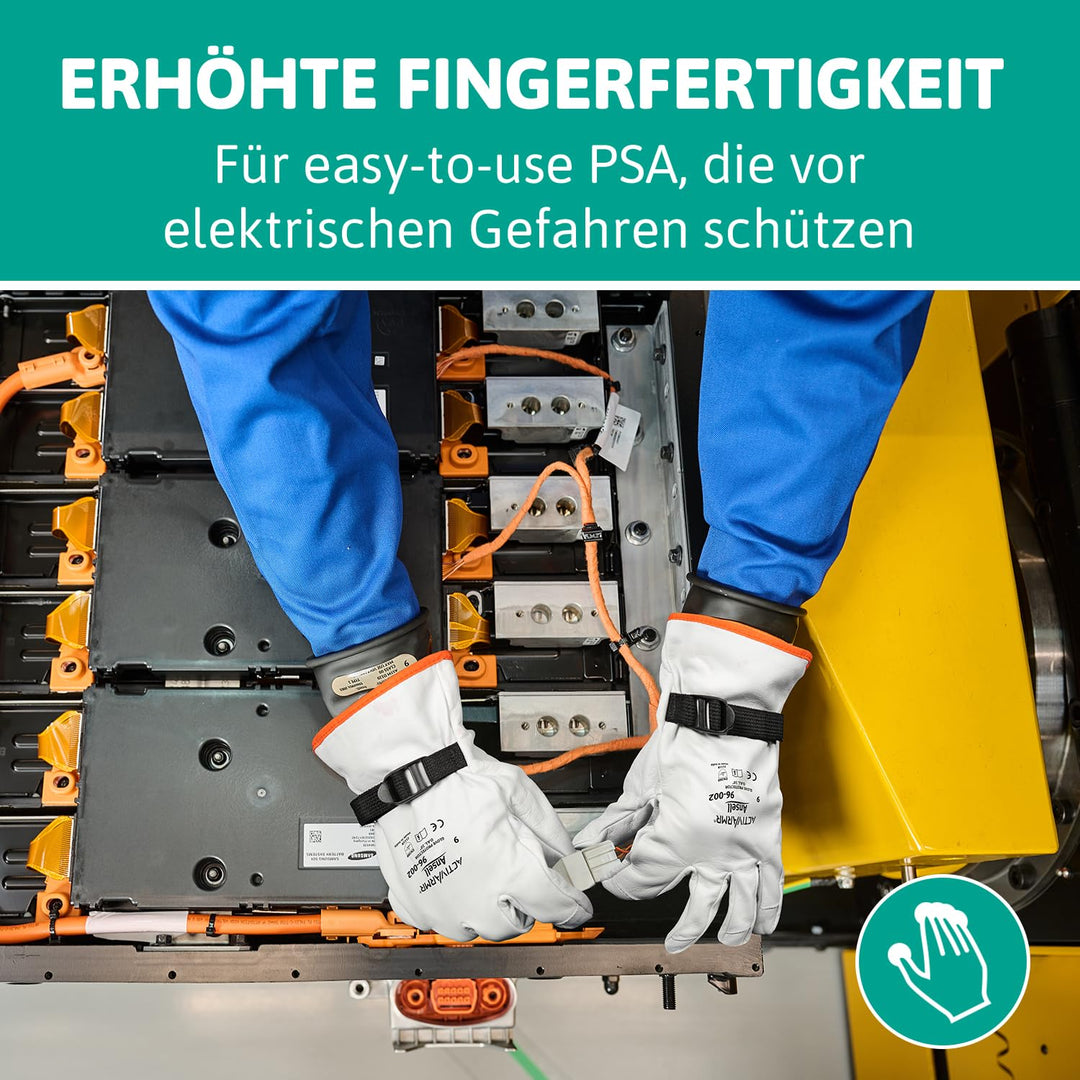 Ansell ActivArmr 96-002, Elektriker-Schutzhandschuhe, Elektroschutz Klass 00 &amp; 0 (500V-1000V), Elekt