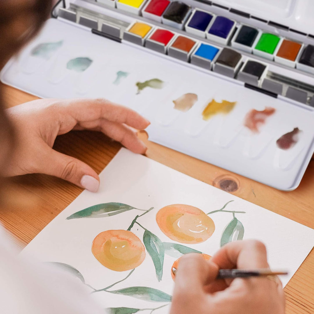 Sennelier Extra-fine Aquarellmetallkasten mit 12 1/2 Näpfchen + 6 gratis