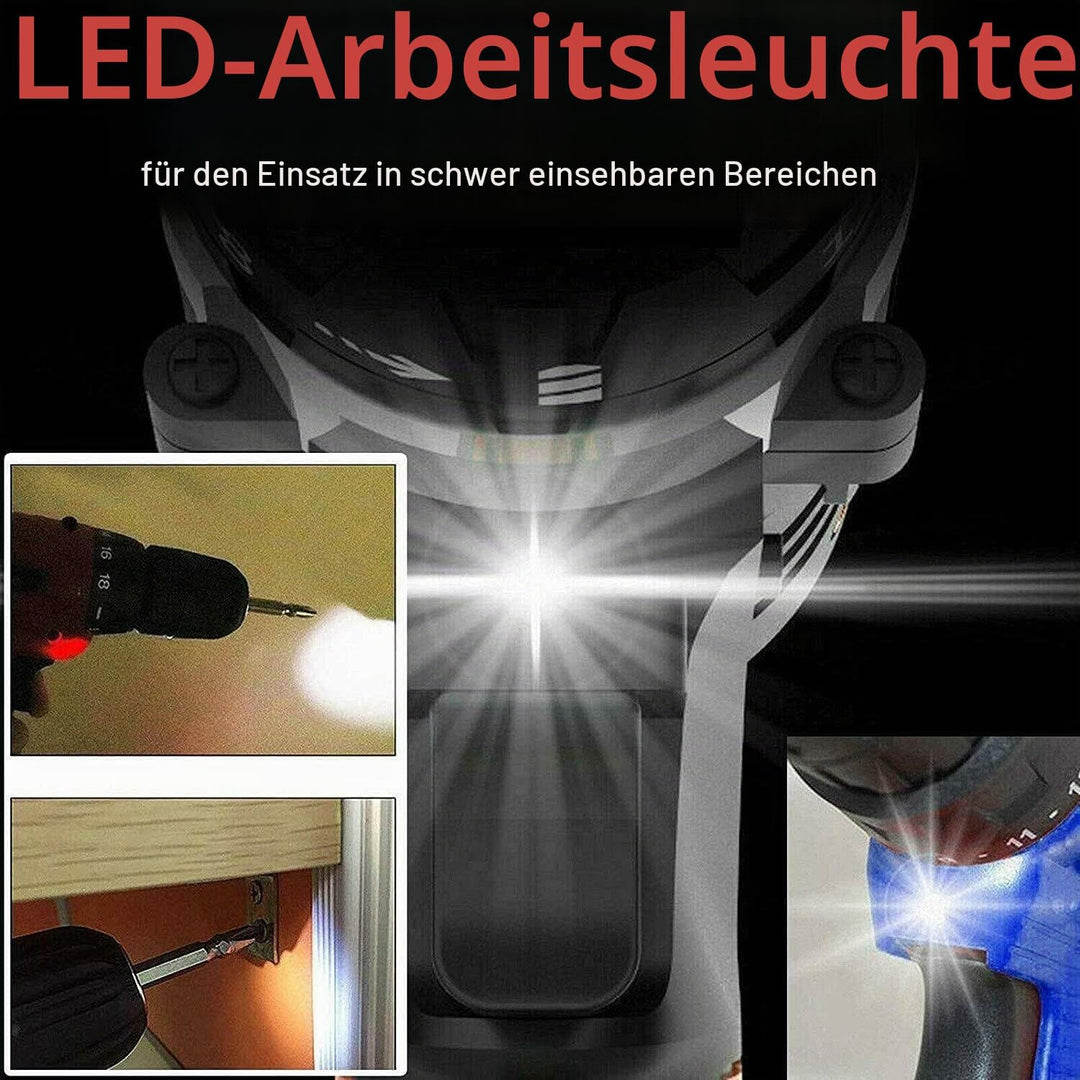 Akkuschrauber 21V Akku Bohrmaschine mit 25+1 Drehmomentstufen, 42Nm Akku-Bohrschrauber mit 45Nm Akku