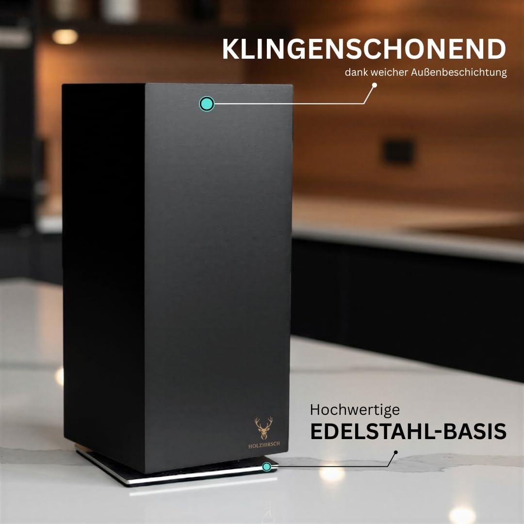 Messerblock ohne Messer magnetisch [Premium] | 360° drehbar | 4,5 kg schwer | Rutschfeste Edelstahl-