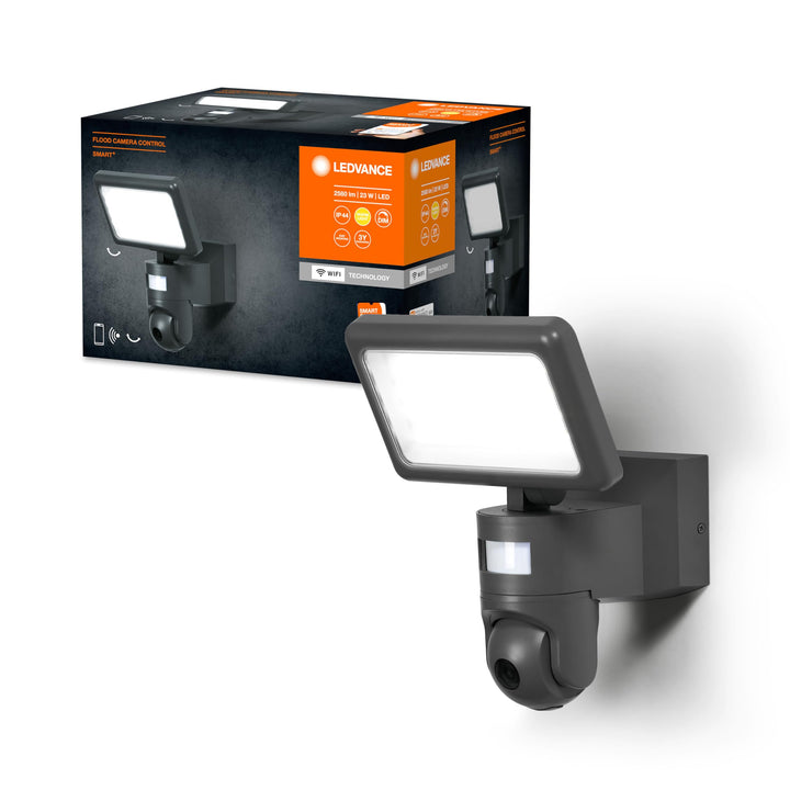 LEDVANCE SMART+ WIFI FLOOD AUTO CAM 20cm - LED Fluter mit Bewegungs- und Tageslichtsensor, HD-Kamera