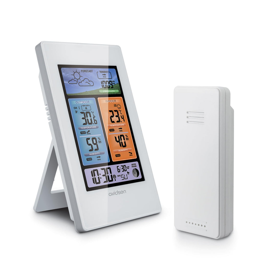 Avidsen - Avidsen 107251 Hochformat Wetterstation mit Hintergrundbeleuchtung und Mondzyklusanzeige