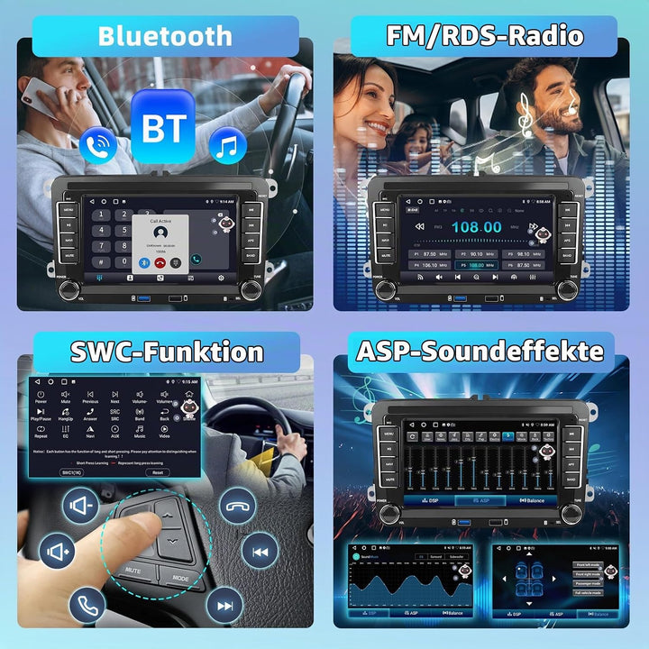 DAB Carplay Autoradio für VW Golf Tiguan Touran Passat Polo Skoda Caddy Seat, 2+64G Kabellosem Andro