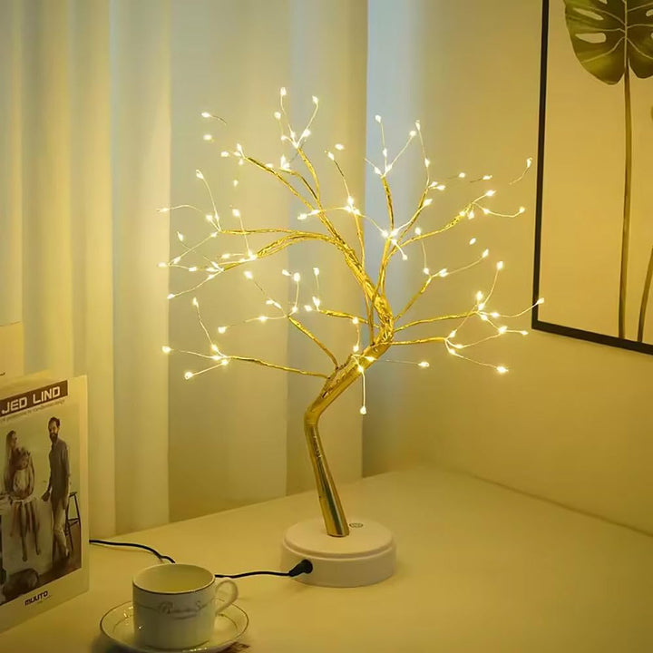 Lunartec Baum Lichterbaum: LED-Lichterbaum, 108 LEDs, USB oder Batterie, 53 cm hoch, goldfarben (Gol