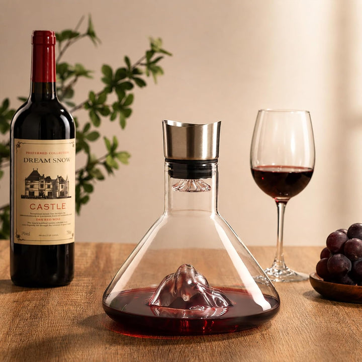 Glastal Weindekanter mit geprägten Bergen, 1500 ml (Volle Kapazität)