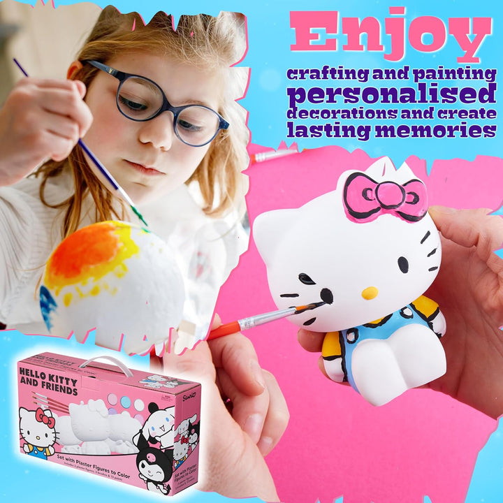 Get Trend Hello Kitty Sanrio Gipsfiguren zum Bemalen für Kinder &amp; Teens, 3 Gipsfiguren, 12 Farben &amp;